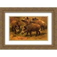 thumbnail image 1 of Rosa Bonheur 2x Matted 24x20 Gold Ornate Framed Art Print 'Four Boars in a Landscape', 1 of 2