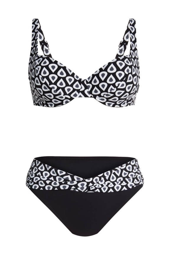 Womens Henny Top Underwired Bikini Top, 08F, Black-White