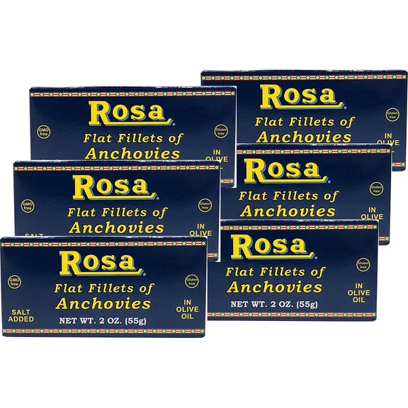 Rosa Flat Fillets of Anchovies in Olive Oil 2 oz. (6-Pack)