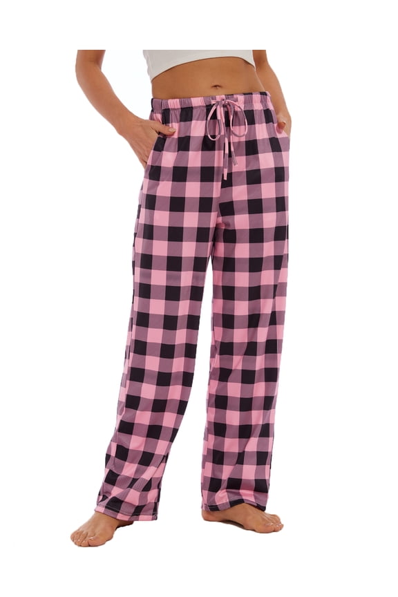 Comfy Pajama Pants for Women, Stretch Drawstring Lounge Pants with Pockets, Soft Casual Pjs Sleep Bottoms