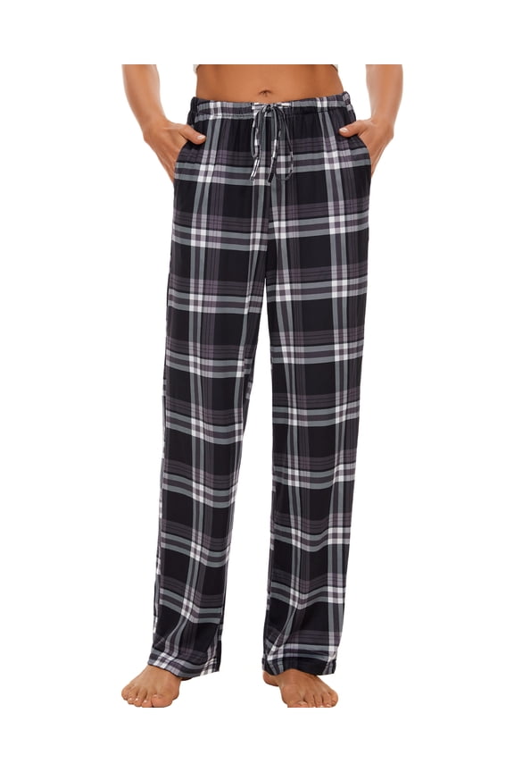 Comfy Pajama Pants for Women, Stretch Drawstring Lounge Pants with Pockets, Soft Casual Pjs Sleep Bottoms