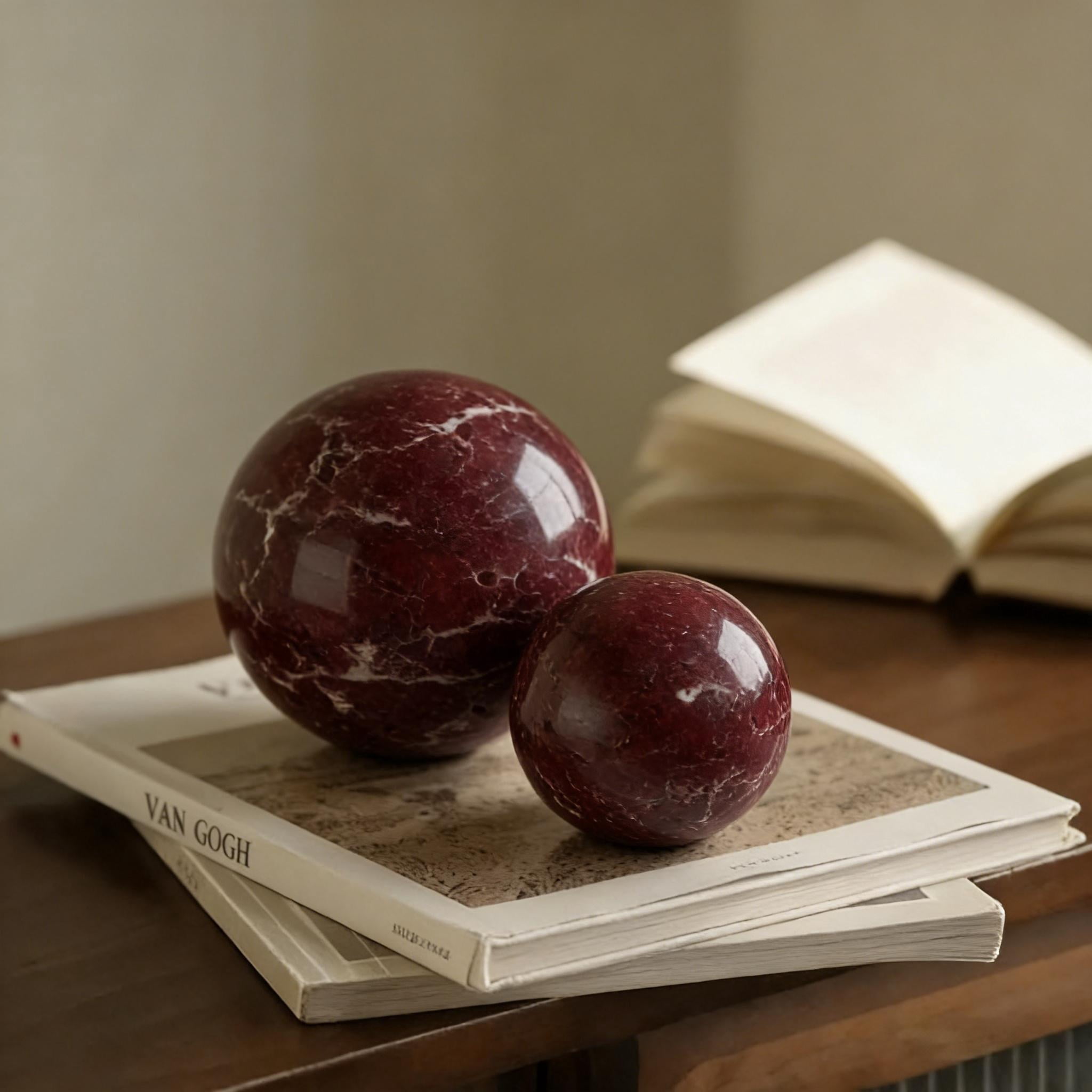Levantine Decor Rosa Levanto Natural Marble Decorative Sphere Set 6/8/10/12CM Diameter ...