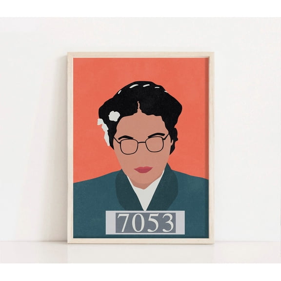 Rosa Parks Feminist Art Print: Civil Rights Icon #2352, Unframed Poster Size 8x12