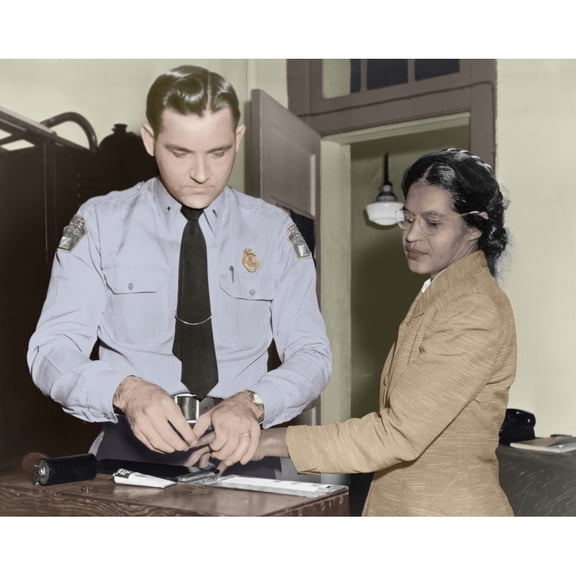 Rosa Parks Is Finger-Printed By Deputy Sheriff D.H. Lackey In Montgomery History (36 x 24)