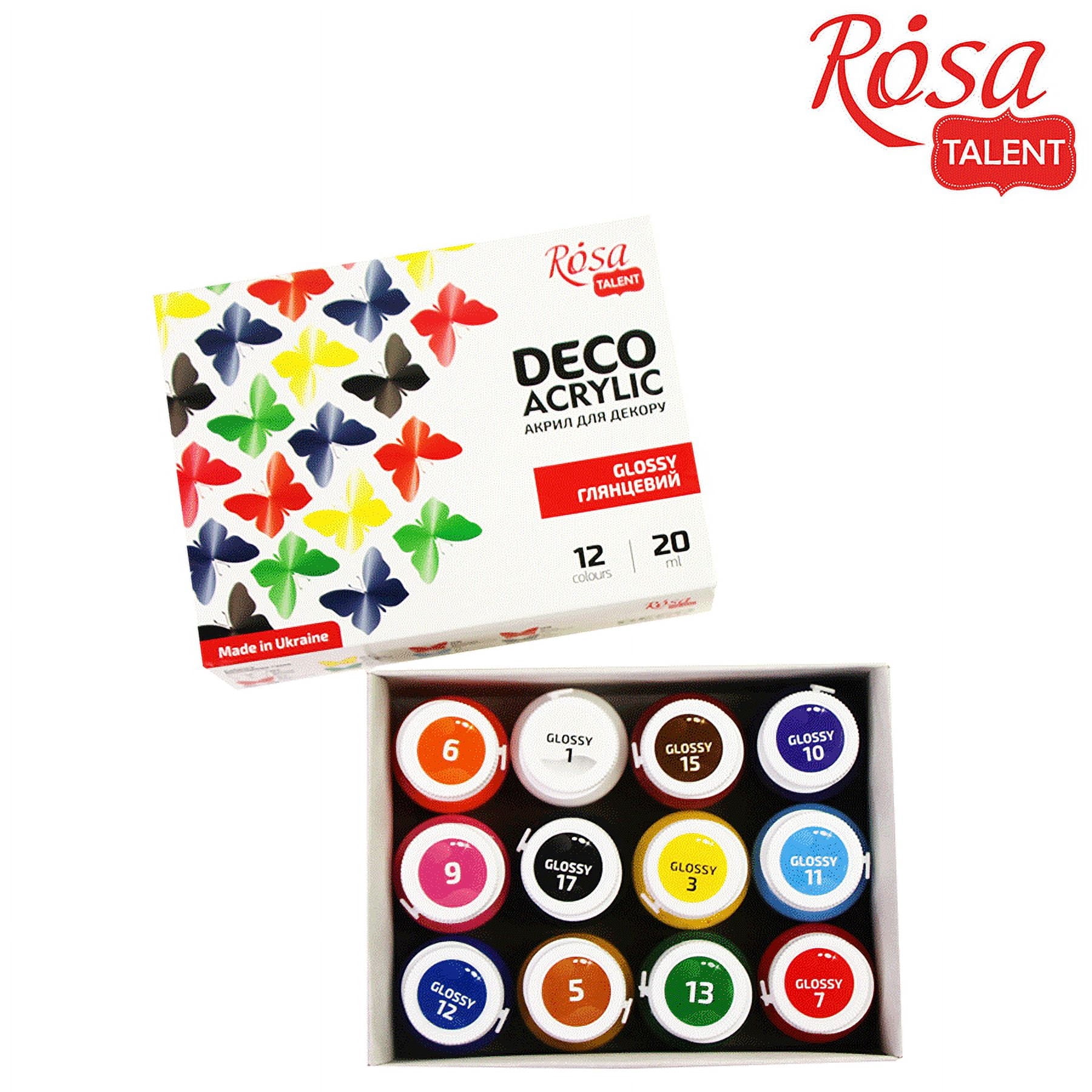 Rosa Talent Glossy Acrylic Paint Set for Decor 12 colors (0.68 oz each)