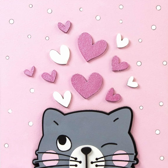 Rosa Talent Kitten - 3D Painting on Primed Fiberboard Set. Create Your DIY Decoration. 7.09*7.09 inches.