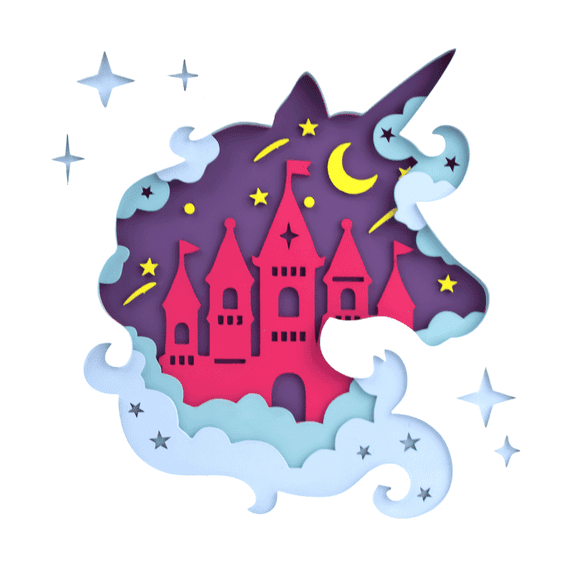 Rosa Talent Unicorn - 3D Painting Set. Primed Fiberboard. 5 Layers. 11.81*11.81 inches.