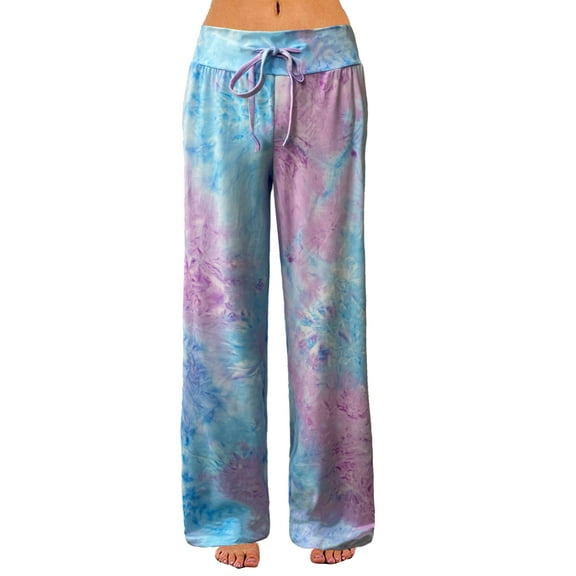 Rosa junio Comfy Pajama Pants for Women, Casual Drawstring Palazzo Soft Lounge Pants Stretch Wide Leg Bottoms