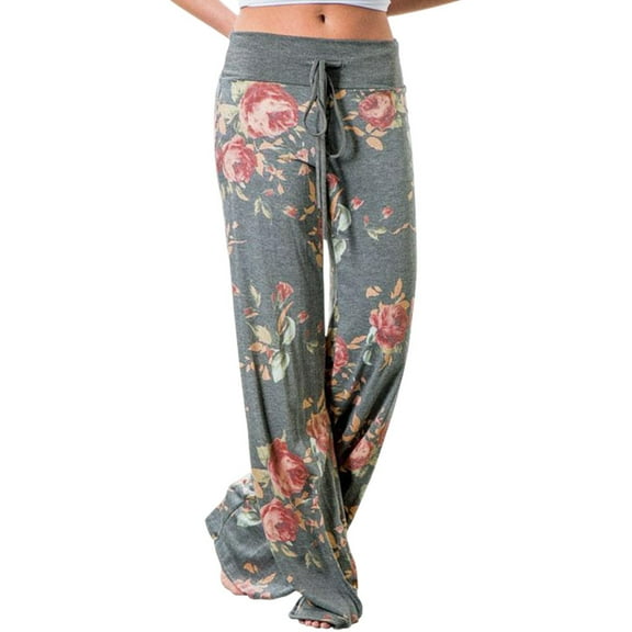 Rosa junio Comfy Pajama Pants for Women, Casual Drawstring Palazzo Soft Lounge Pants Stretch Wide Leg Bottoms