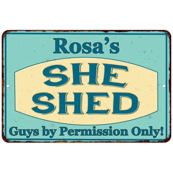 Rosa's SHE SHED Metal Sign Wall Decor Gift 8x12 208120039115