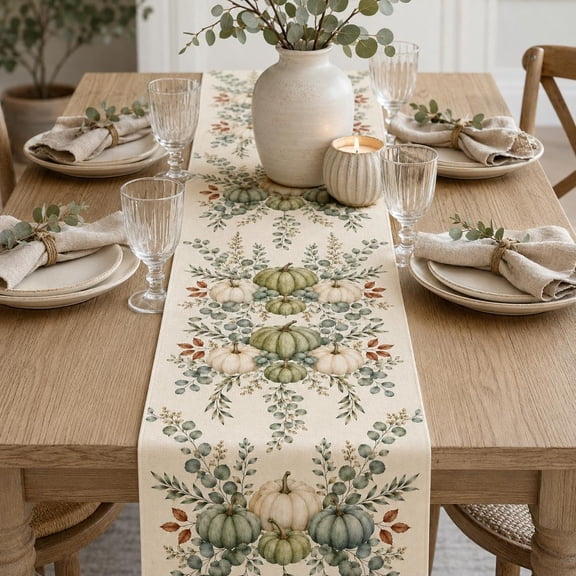 RosaHome Fall Pumpkin Plaid Velvet Table Runner Farmhouse Autumn Decor