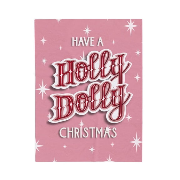 RosaHome Holly Dolly Christmas Flannel Fleece Throw Blanket, Pink 300 GSM