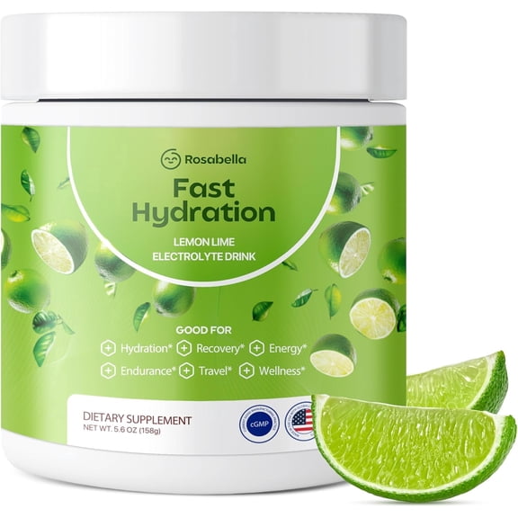 Rosabella Fast Hydration Electrolyte Drink Powder, Lemon Lime, 5.7 oz