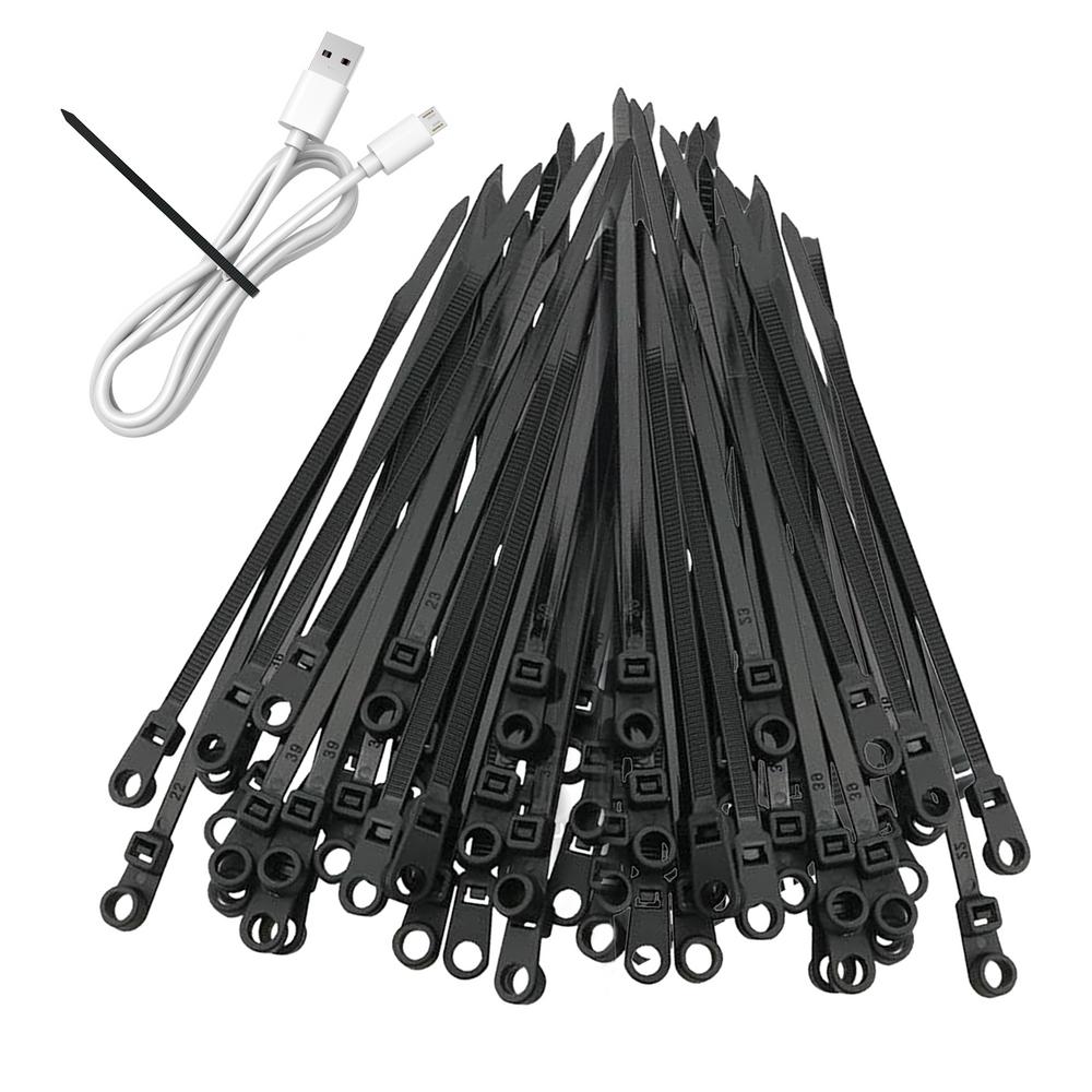 Pro Tie 15-Inch Button Head Cable Ties - Black Nylon, 10-Pack, Parallel Entry, 0.22" Wide - View #12