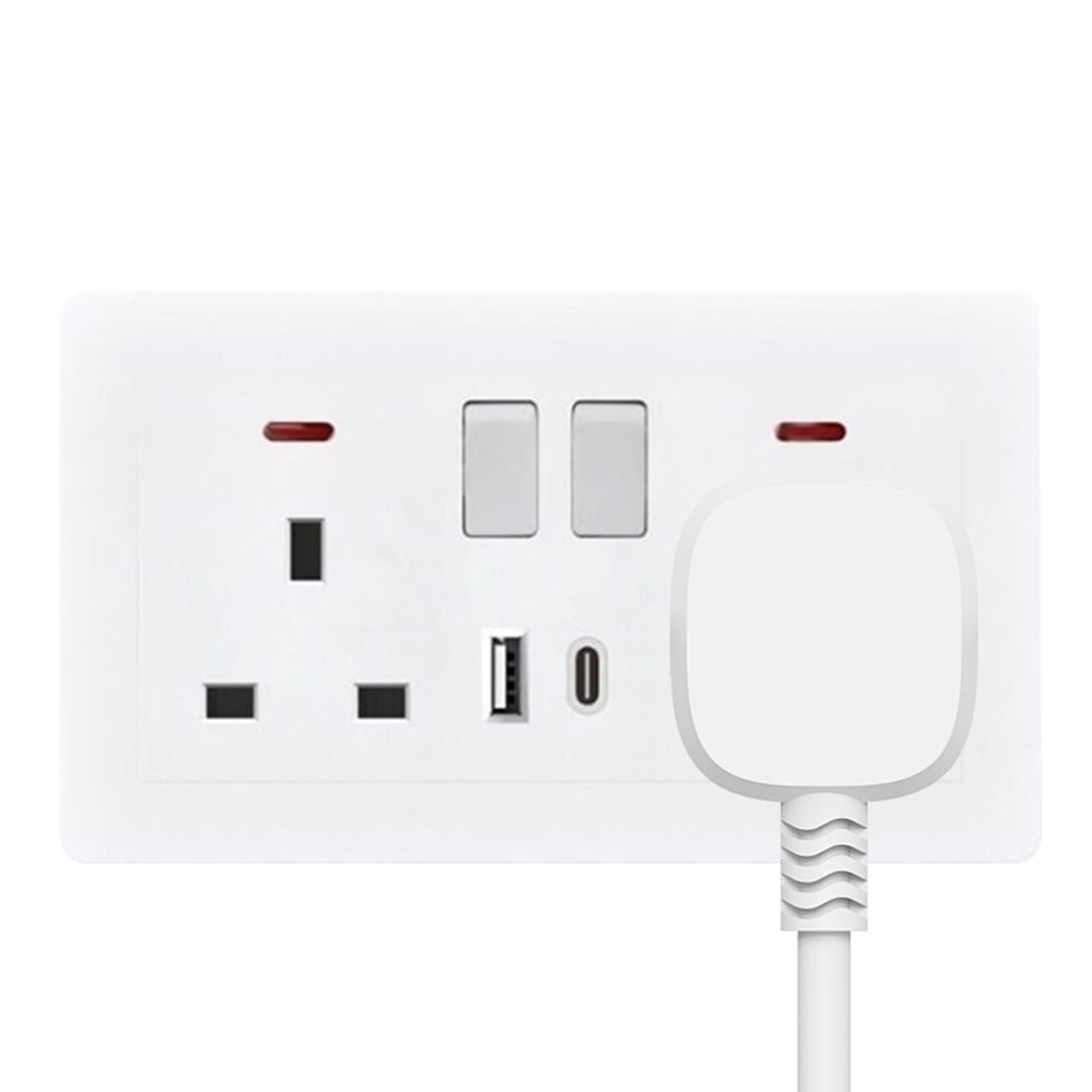 Rosafegon Wall Outlet Power Strip 2 Port Plug Extension with Double Charger Converter for Office Bedroom Kitchen Outdoor Home Bathroom newcomer