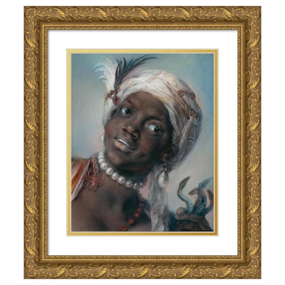 Rosalba Carriera 12x14 Gold Ornate Wood Frame and Double Matted Museum Art Print Titled - Africa