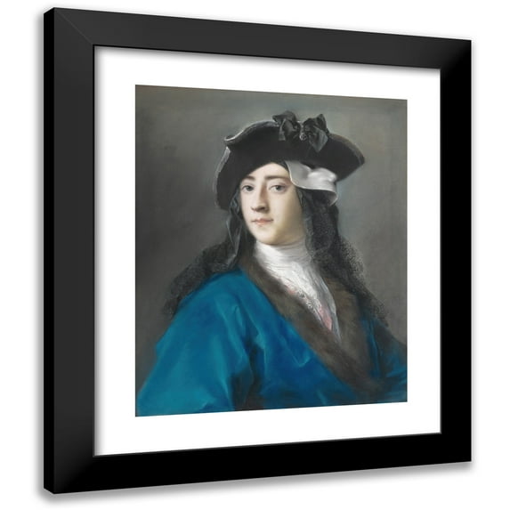 Rosalba Carriera 15x18 Black Modern Framed Museum Art Print Titled - Gustavus Hamilton (1710-1746), Second Viscount Boyne, in Masquerade Costume (1730-31)
