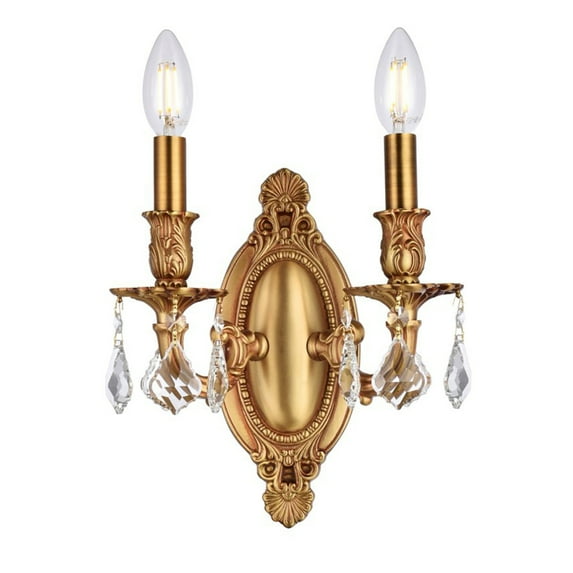 Rosalia 2 light French Gold Wall Sconce Clear Royal Cut Crystal