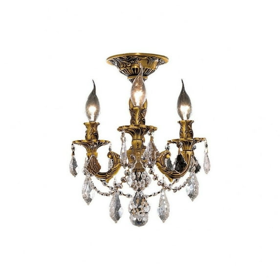 Rosalia 3 light French Gold Flush Mount Clear Elegant Cut Crystal