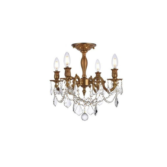 Rosalia 4 light French Gold Flush Mount Clear Royal Cut Crystal