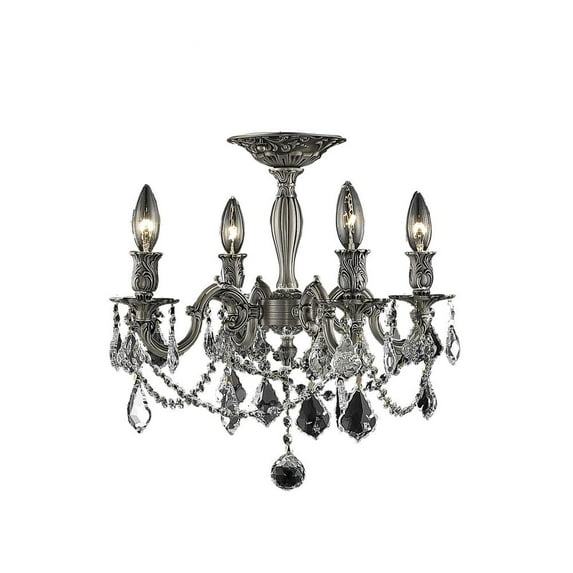 Rosalia 4 light Pewter Flush Mount Clear Royal Cut Crystal