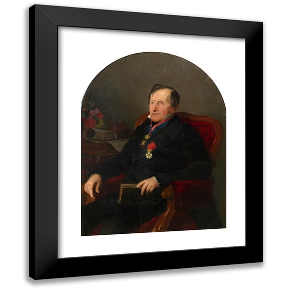 Rosalia Amon 12x14 Black Modern Framed Museum Art Print Titled - Josef Freiherr Von Hammer-Purgstall (Diplomat and Orientalist) (Around 1850)