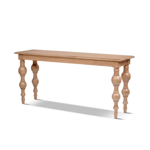 Rosalie 65" Reclaimed Pine Turned-Leg Console Table, Natural Brown Reclaimed Pine