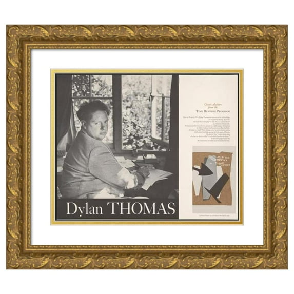 Rosalie Thorne McKenna 14x12 Gold Ornate Wood Frame and Double Matted Museum Art Print Titled - Dylan Thomas: Great Authors from the Time Reading Program (1965)