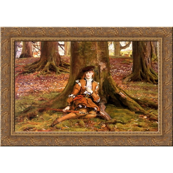 Rosalind In The Forest 24x19 Gold Ornate Wood Framed Canvas Art by Millais, John Everett