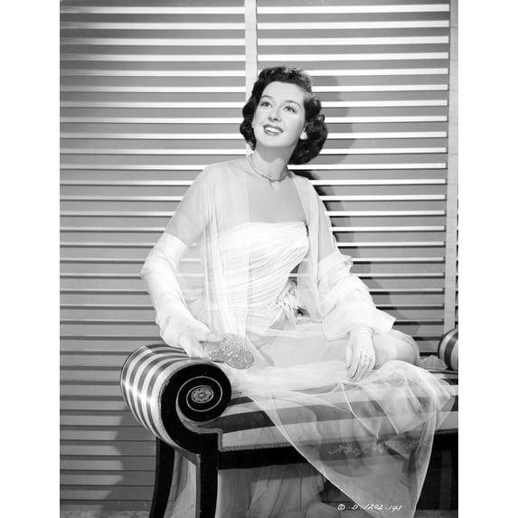 Rosalind Russell smiling in White Gown Photo Print (8 x 10)