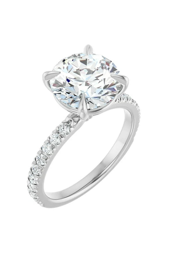 Rosalinda Pave Moissanite Solitaire Round Engagement Ring