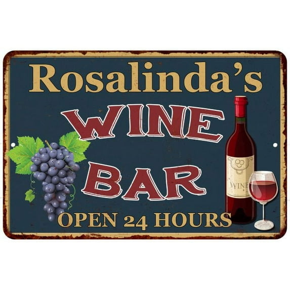 Rosalinda's Green Wine Bar Sign Wall Decor 8 x 12 High Gloss Metal 208120043983