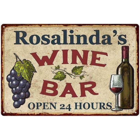 Rosalinda's Rustic Wine Bar Sign Wall Decor Kitchen Gift 16 x 24 Matte Finish Metal 116240056989
