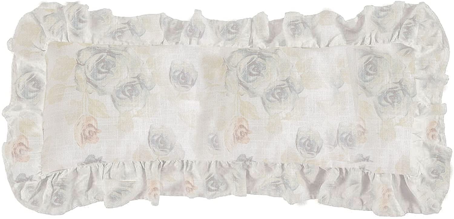 Rosaline Floral Ruffled Linen Blend Rectangular Pillow