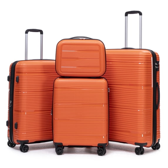 Rosamo, Hardside Luggage Set, 4-Piece, Orange Polypropylene - Walmart.com