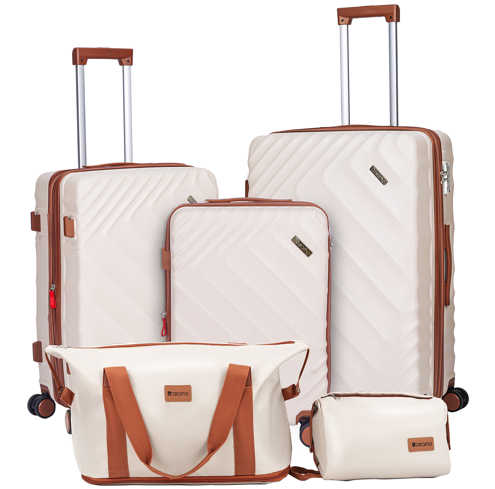 Rosamo 5 Piece 20/24/28 Inch Hardside Luggage Set, Expandable Suitcase with Spinner Wheels & TSA Lock, Carry on Luggage Set with Travel Bags
