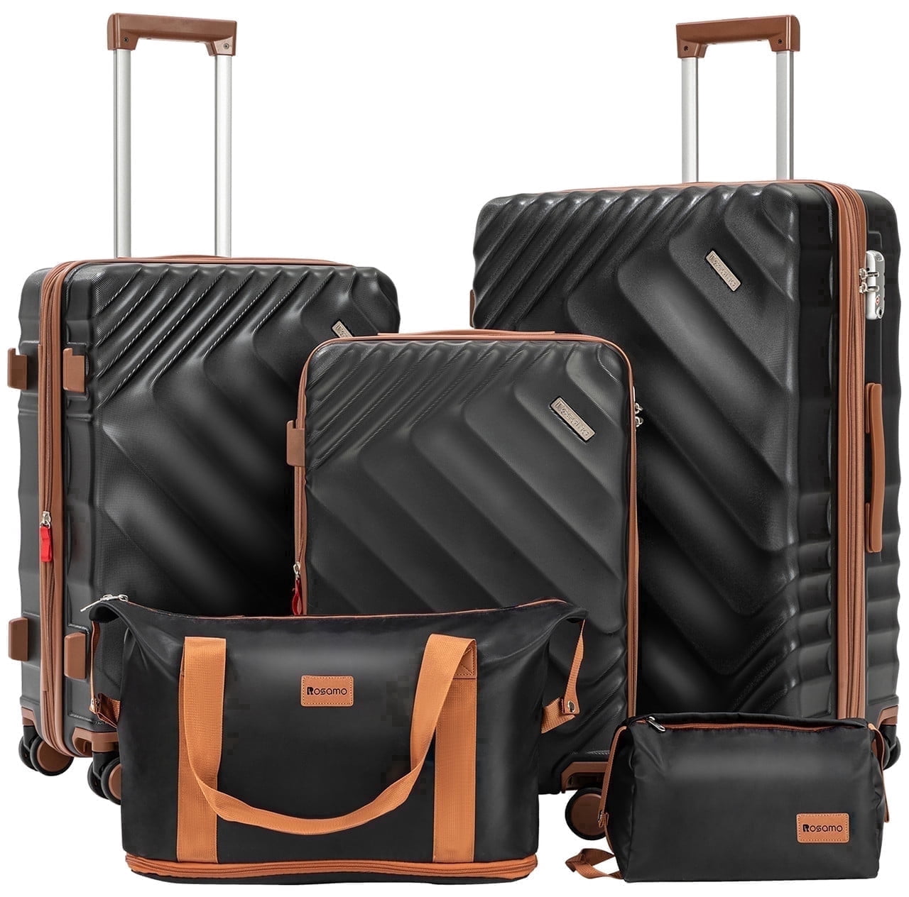 Rosamo 5 Piece 20/24/28 Inch Hardside Luggage Set, Expandable Suitcase with Spinner Wheels & TSA Lock, Carry on Luggage Set with Travel Bags