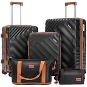 Rosamo 5 Piece Expandable Hard Shell Luggage,20/24/28 Inch Lightweight Suitcase with TSA Lock Spinner Wheel and Travel Bag,PC+ABS Material