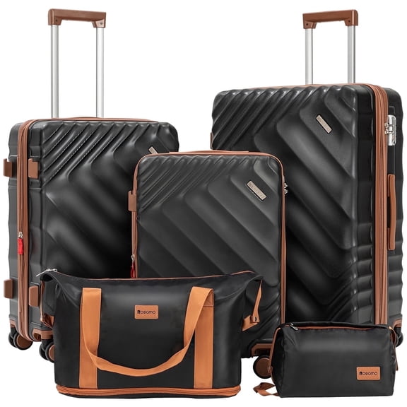 Rosamo 5 Piece 20/24/28 Inch Hardside Luggage Set, Expandable Suitcase with Spinner Wheels & TSA Lock, Carry on Luggage Set with Travel Bags