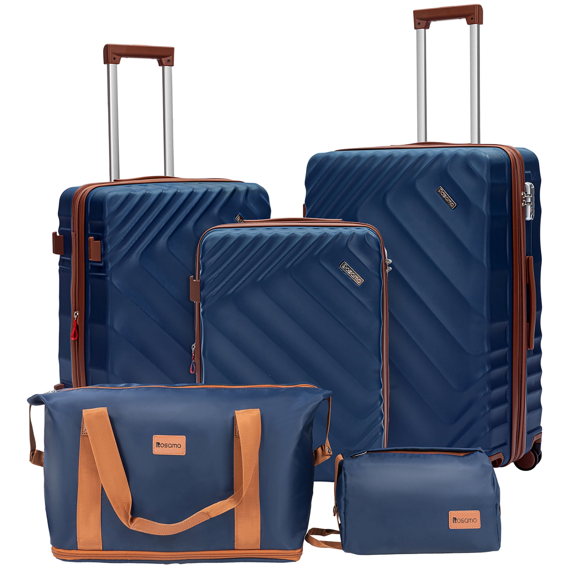 Rosamo 5 Piece 20/24/28 Inch Hardside Luggage Set, Expandable Suitcase with Spinner Wheels & TSA Lock, Carry on Luggage Set with Travel Bags