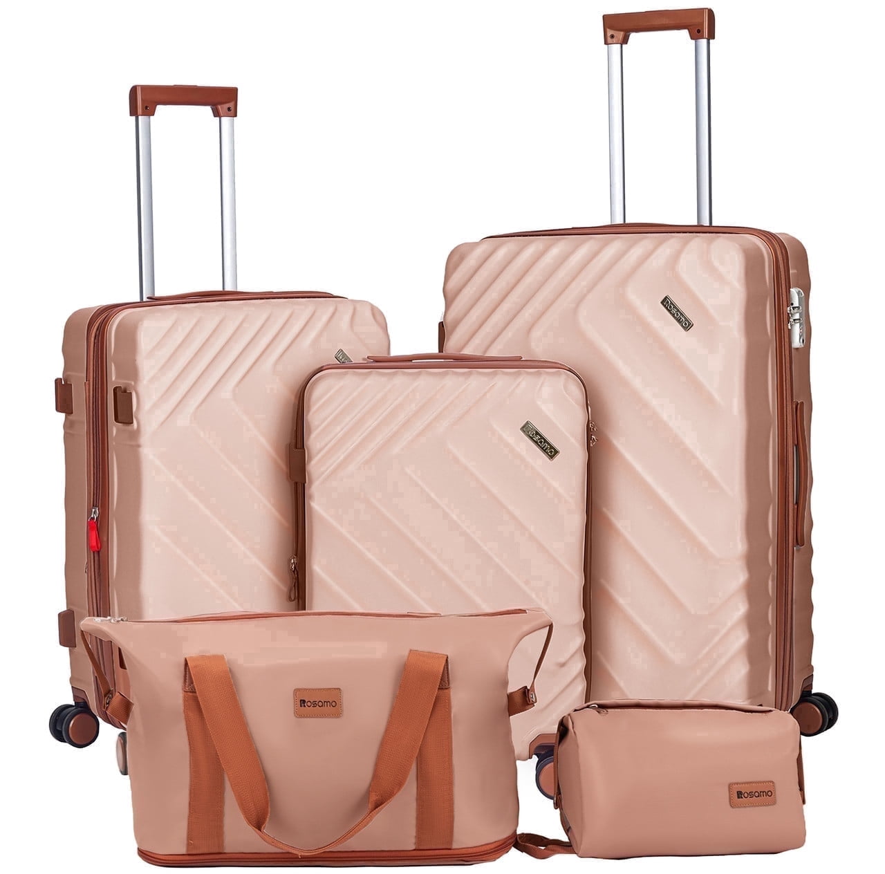 Rosamo 5 Piece 20/24/28 Inch Hardside Luggage Set, Expandable Suitcase with Spinner Wheels & TSA Lock, Carry on Luggage Set with Travel Bags