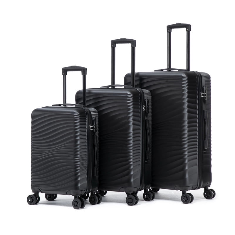 Rosamo Luggage Sets 3 Piece, HardsideTravel Suitcase with Spinner Wheels 20/24/28" , Carry on Luggage with TSA Lock(Black)