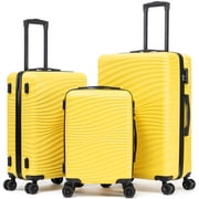 Rosamo Luggage Sets 3 Piece, HardsideTravel Suitcase with Spinner Wheels 20/24/28" , Carry on Luggage with TSA Lock(Yellow)