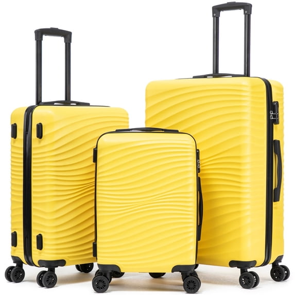 Rosamo Luggage Sets 3 Piece, HardsideTravel Suitcase with Spinner Wheels 20/24/28" , Carry on Luggage with TSA Lock(Yellow)