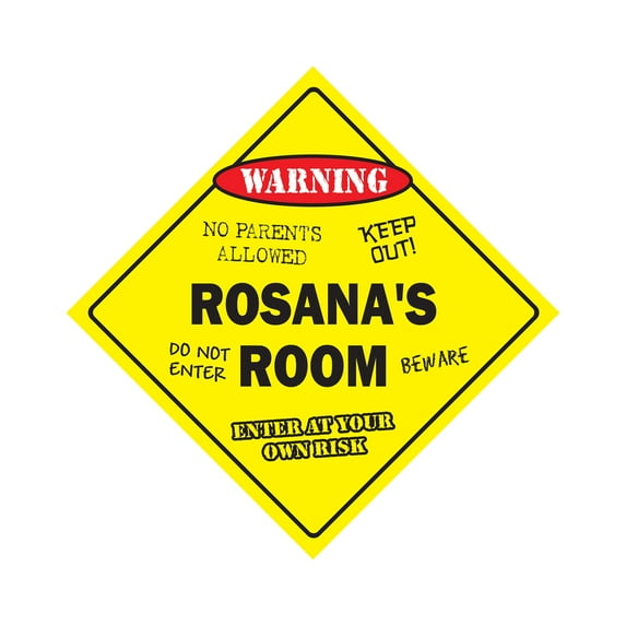 Rosana's Room Sign Crossing Zone Xing | Indoor/Outdoor | 12" Tall kids bedroom decor door children's name boy girl