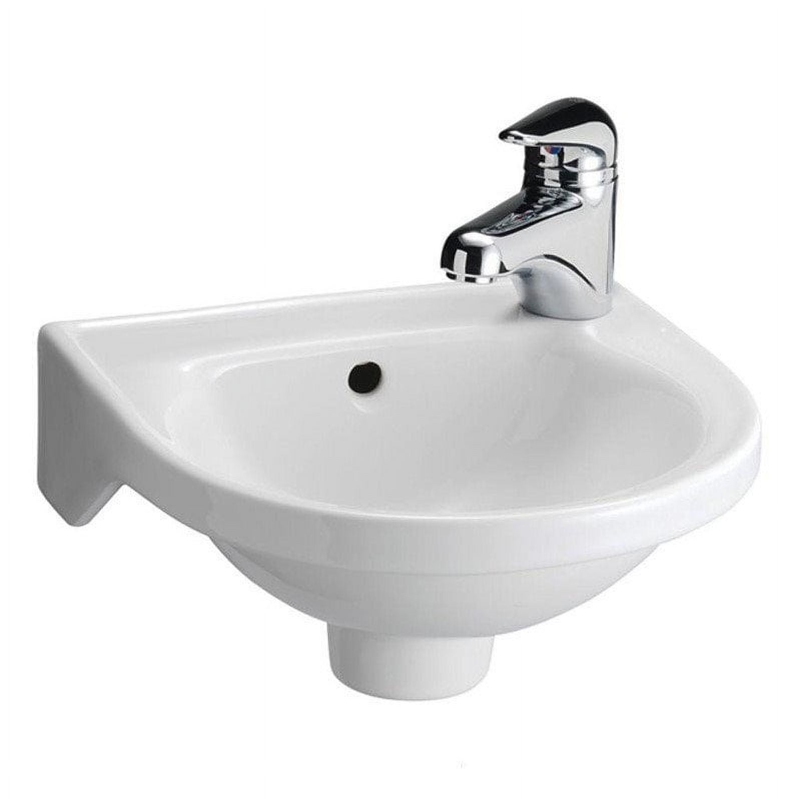 Compact White Ceramic Wall-Mount Pedestal Sink