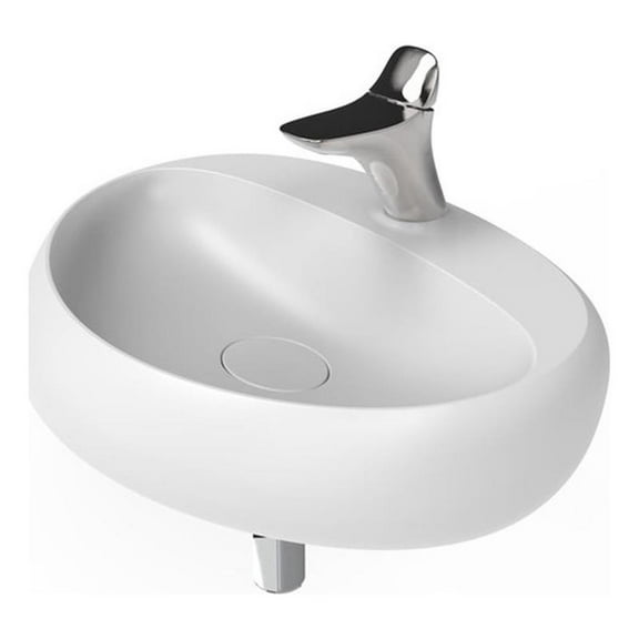Rosaria Oval Ceramic Wall Mount Bathroom Sink in Matte White