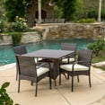 thumbnail image 1 of Rosario 5 Piece Outdoor Square Wicker Dining Set, Multibrown, 1 of 8
