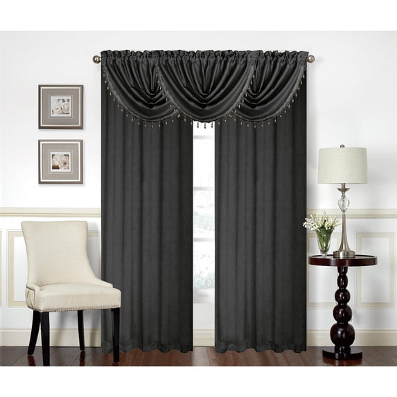 Rosario Rod Pocket Room Darkening Window Panel, Black, 54x84 Inches
