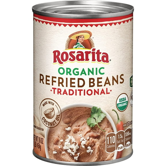 Rosarita Beans Refried Organic Traditional Can - 16 oz (Pack of 4)